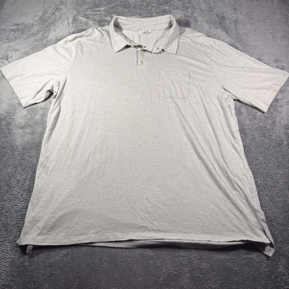 Duck Camp Mens XXL Bamboo Blend Short Sleeve Polo Shirt Light Gray Heathered